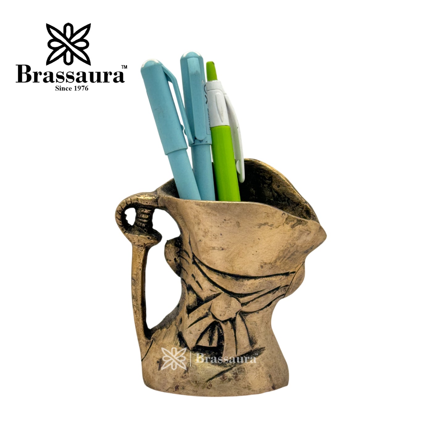 Brass Pirates Pen Holder Idol for Home and Decor Weight .6 Kg Height 10 cm