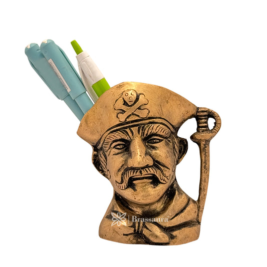 Brass Pirates Pen Holder Idol for Home and Decor Weight .6 Kg Height 10 cm