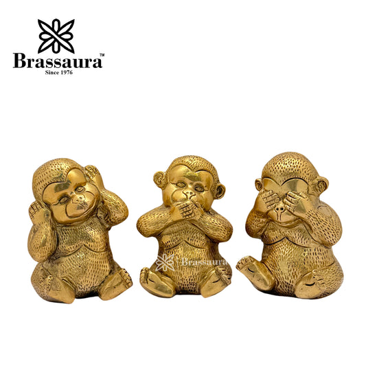 Brass Monkey Idol for Home and Decor Weight .9 Kg Height 14 cm