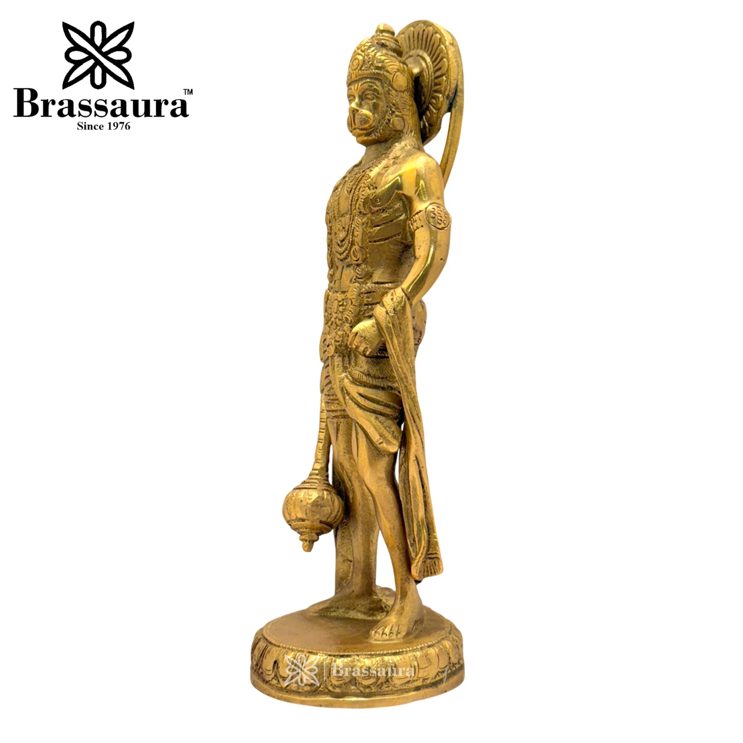 Brassaura™ Exquisite Brass Hanuman Statue – Height 10.4 Inches & Weight 2.4 Kgs | Temple Décor