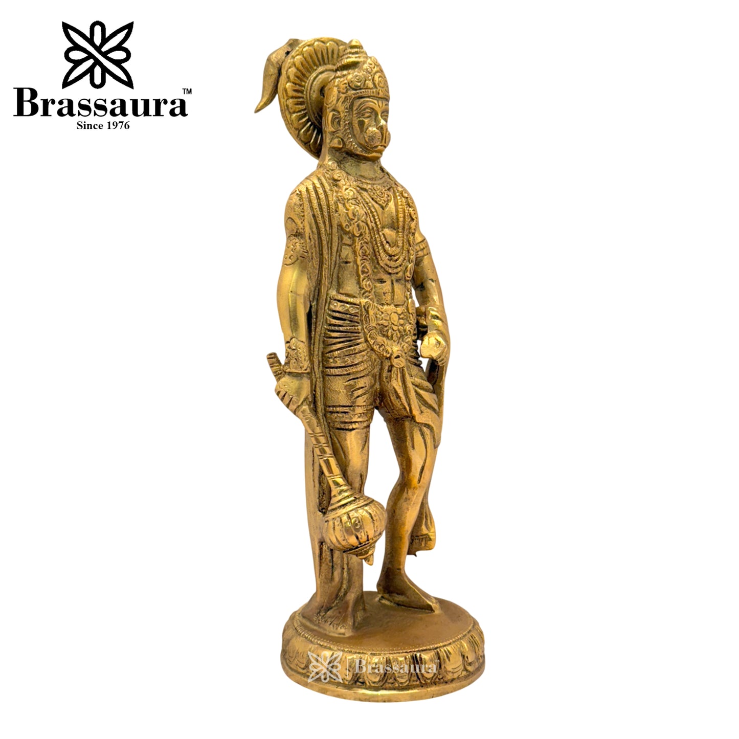 Brassaura™ Exquisite Brass Hanuman Statue – Height 10.4 Inches & Weight 2.4 Kgs | Temple Décor