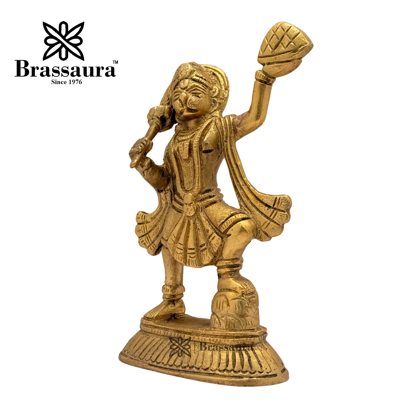 Brassaura™ Brass Hanuman Idol – Height 6.4 Inches & Weight 1.2 Kgs | Divine Gifting