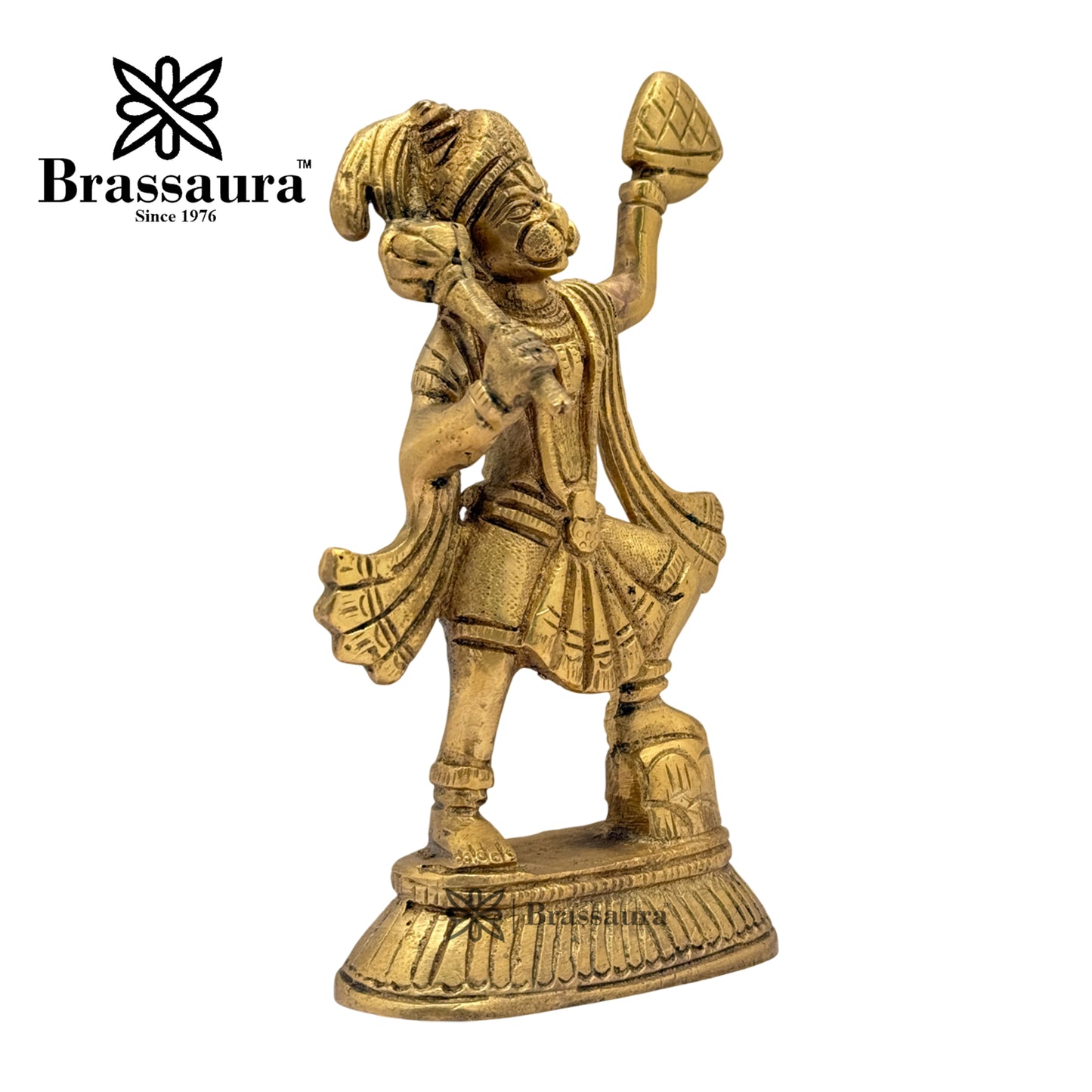 Brassaura™ Brass Hanuman Idol – Height 6.4 Inches & Weight 1.2 Kgs | Divine Gifting