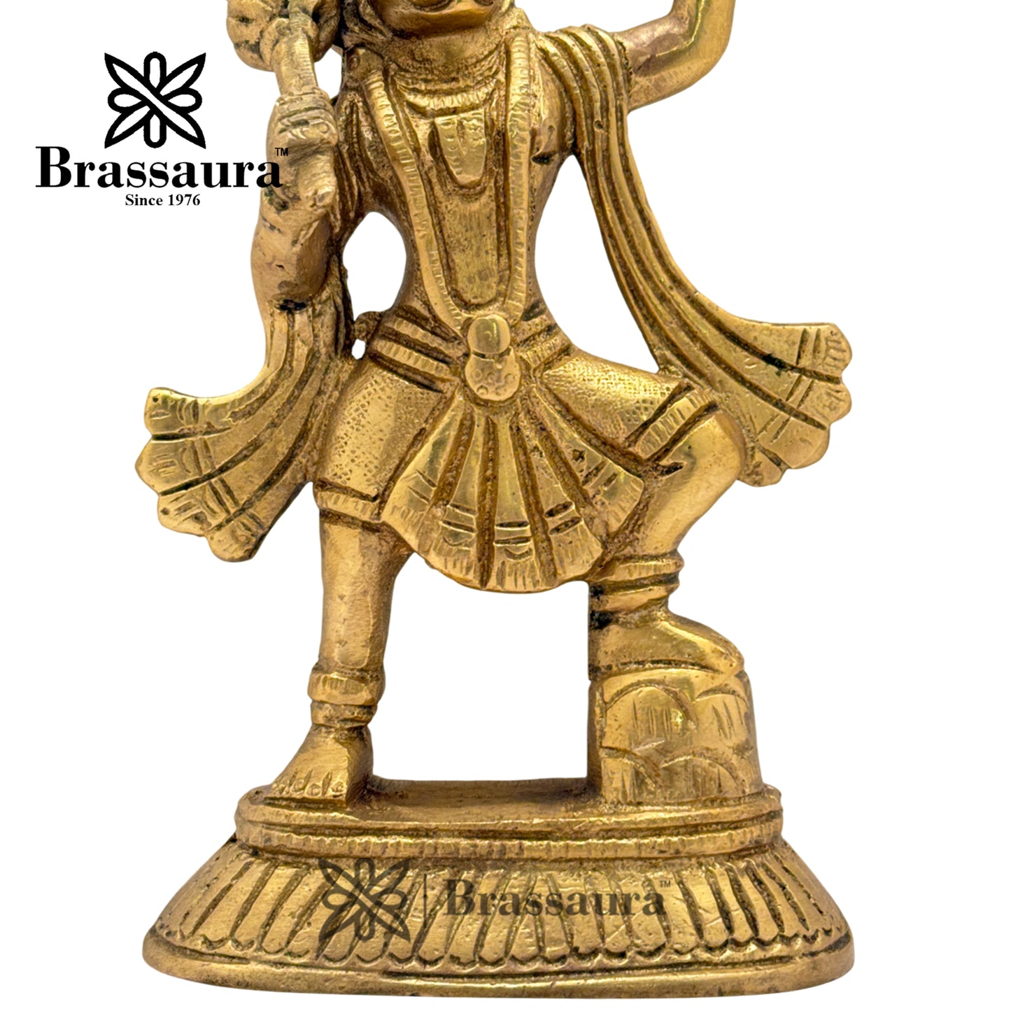 Brassaura™ Brass Hanuman Idol – Height 6.4 Inches & Weight 1.2 Kgs | Divine Gifting