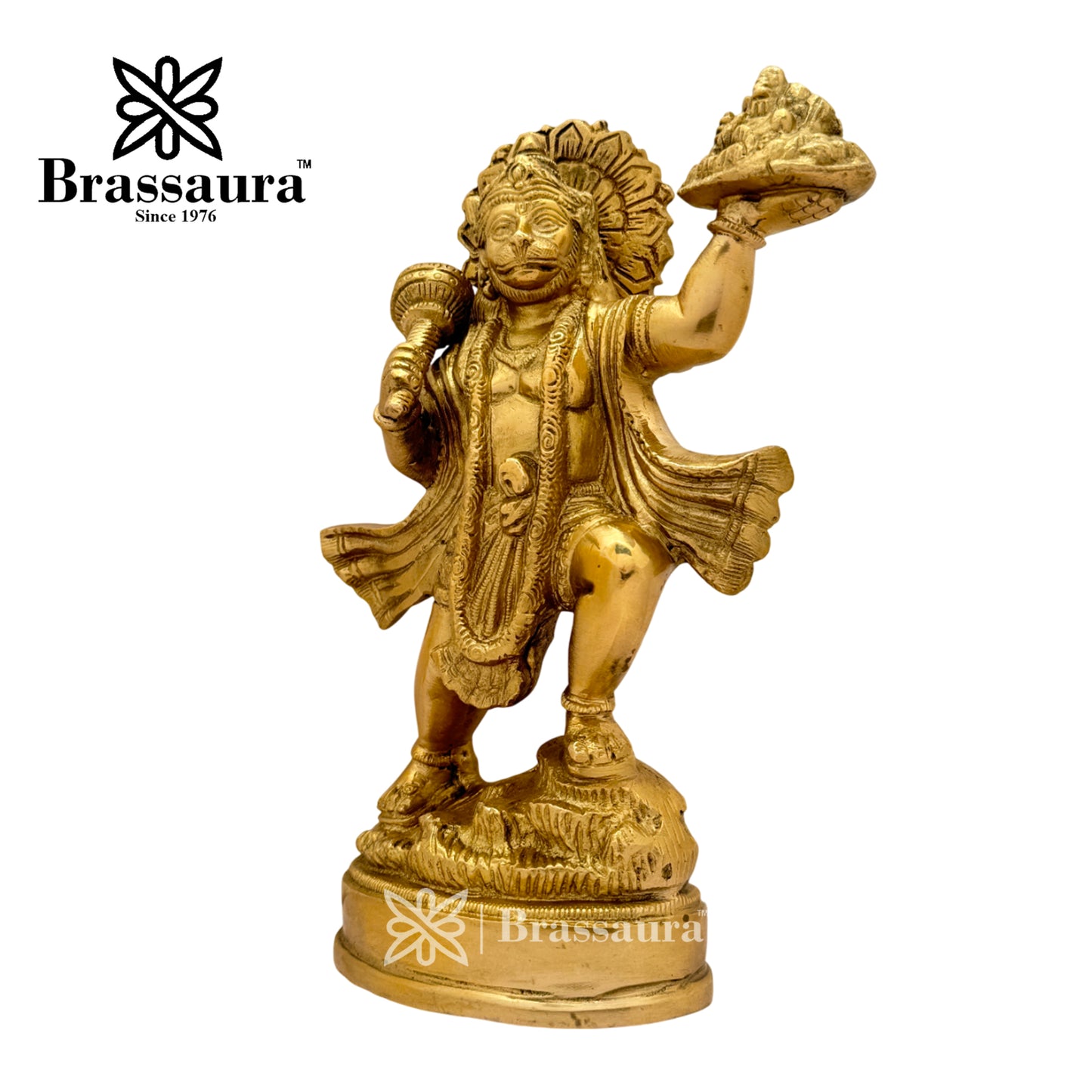 Brassaura™ Handcrafted Brass Hanuman Murti – Height 9.6 Inches & Weight 2.5 Kgs | Temple Idol