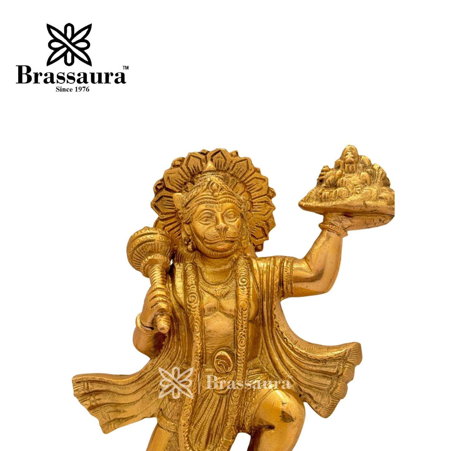 Brassaura™ Handcrafted Brass Hanuman Murti – Height 9.6 Inches & Weight 2.5 Kgs | Temple Idol