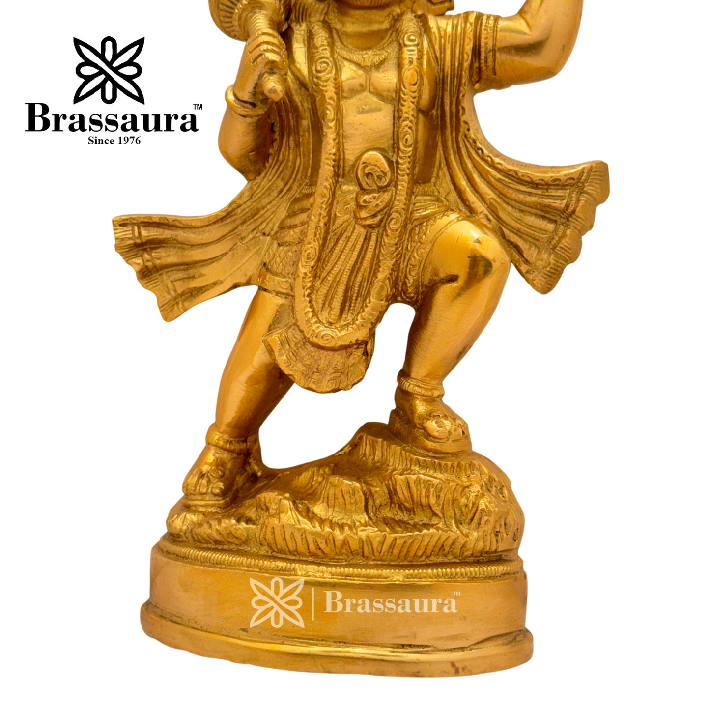 Brassaura™ Handcrafted Brass Hanuman Murti – Height 9.6 Inches & Weight 2.5 Kgs | Temple Idol