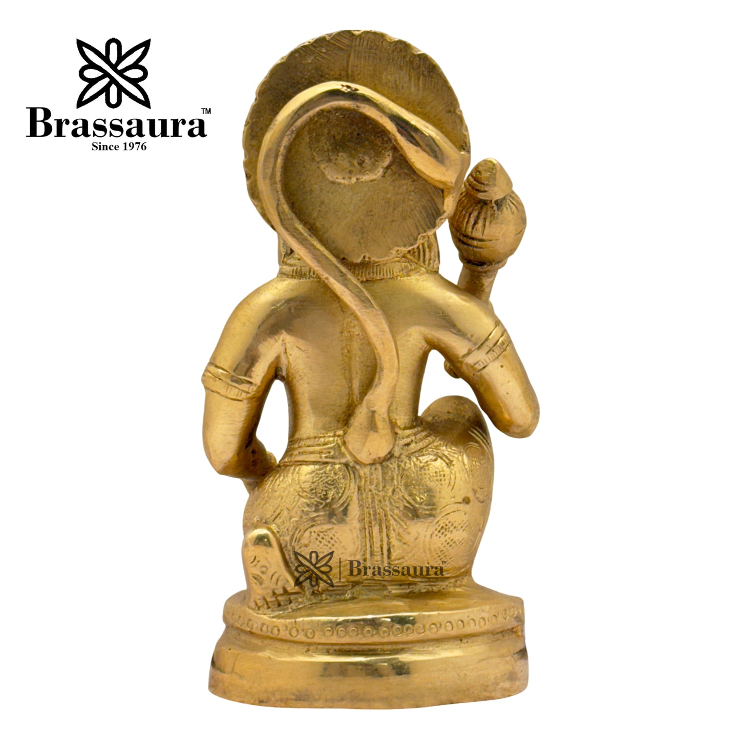 Brassaura™ Brass Sankat Mochan Hanuman Figure –Height 5.2 Inches & Weight 1 Kgs | Pooja & Festive Décor