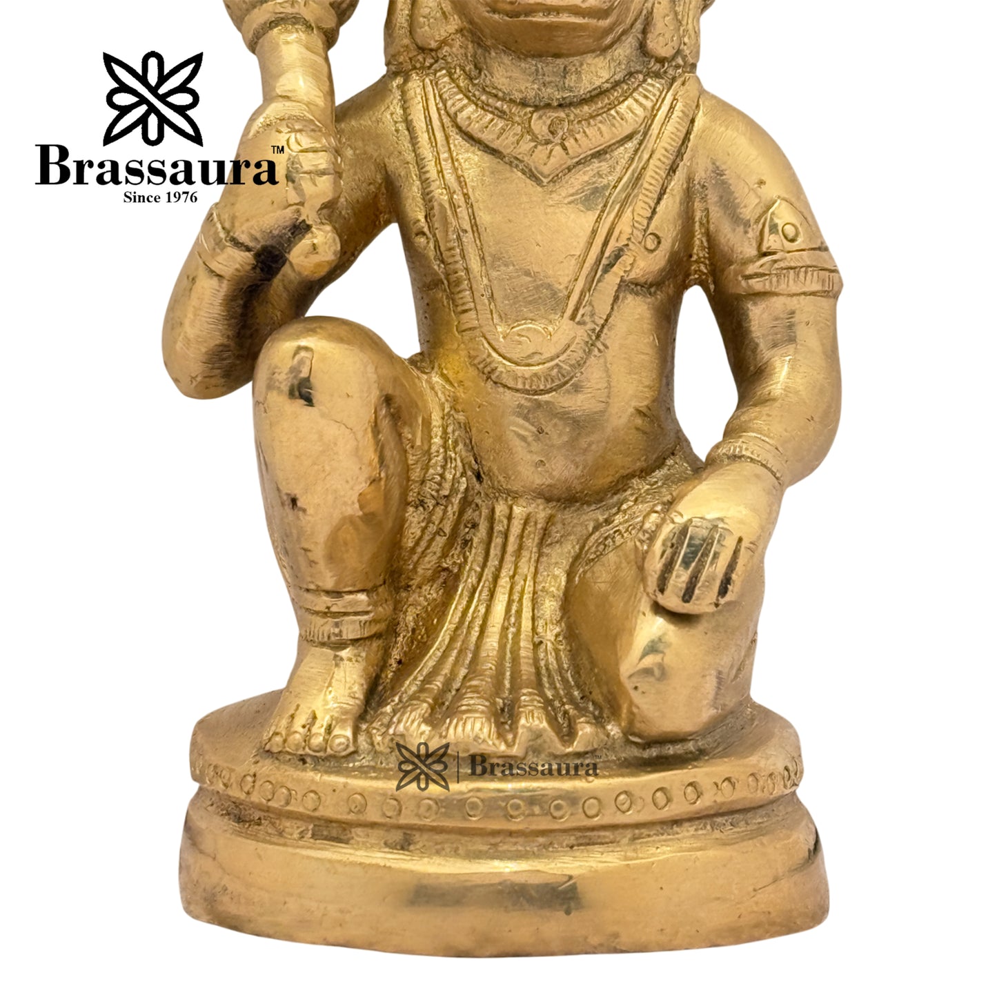 Brassaura™ Brass Sankat Mochan Hanuman Figure –Height 5.2 Inches & Weight 1 Kgs | Pooja & Festive Décor