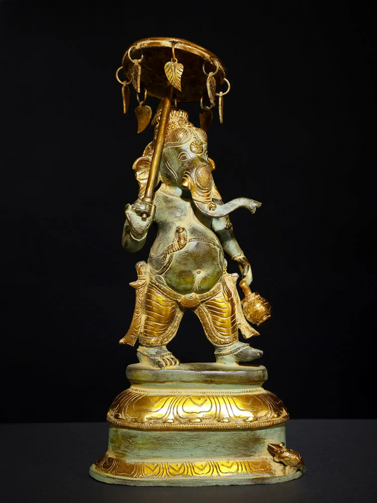 Brassaura™ Standing Ganesha with Parasol | Height 15 Inches & Weight 4.70 kgs