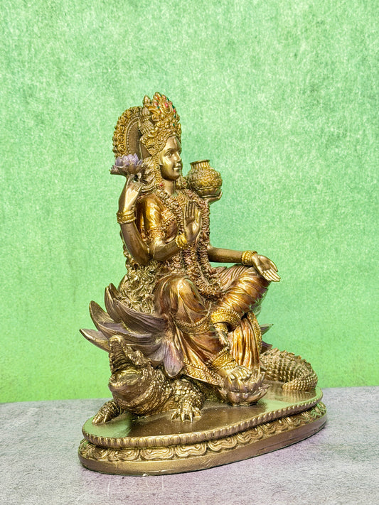 Estátua Brassaura™ de Resina de Ganga Devi – 20 cm de Altura e 1,54 kg de Peso | Estátua da Deusa do Rio para Templo e Decoração de Casa