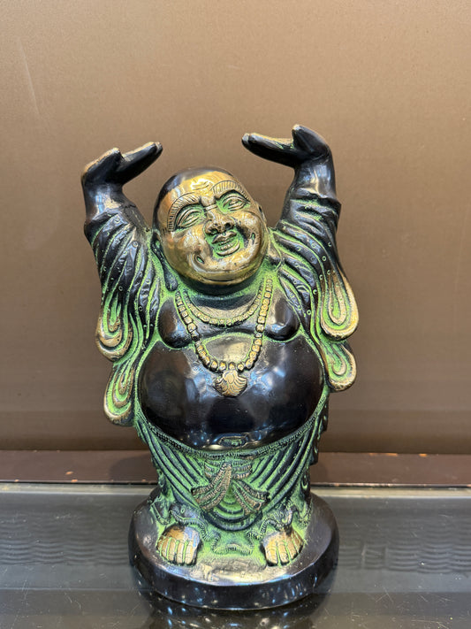 Brassaura® Brass Standing Laughing Buddha Statue | Height 12 Inches