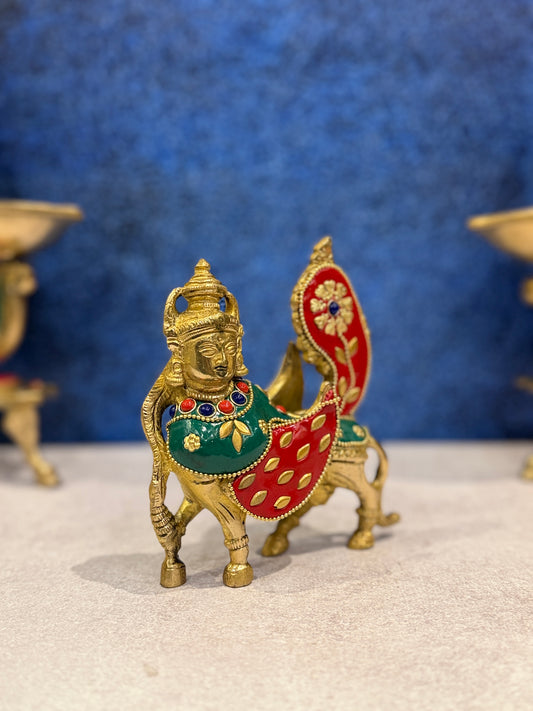 Brassaura® Brass Kamdhenu Nandi Statue | Height 5 Inches