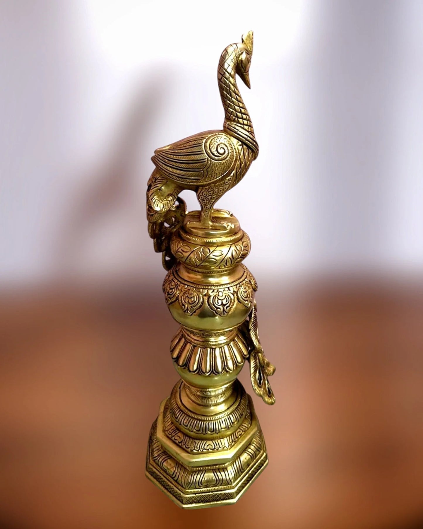 Brassaura™ Large Brass Peacock Showpiece – Height 20" | Weight 8.5 Kgs