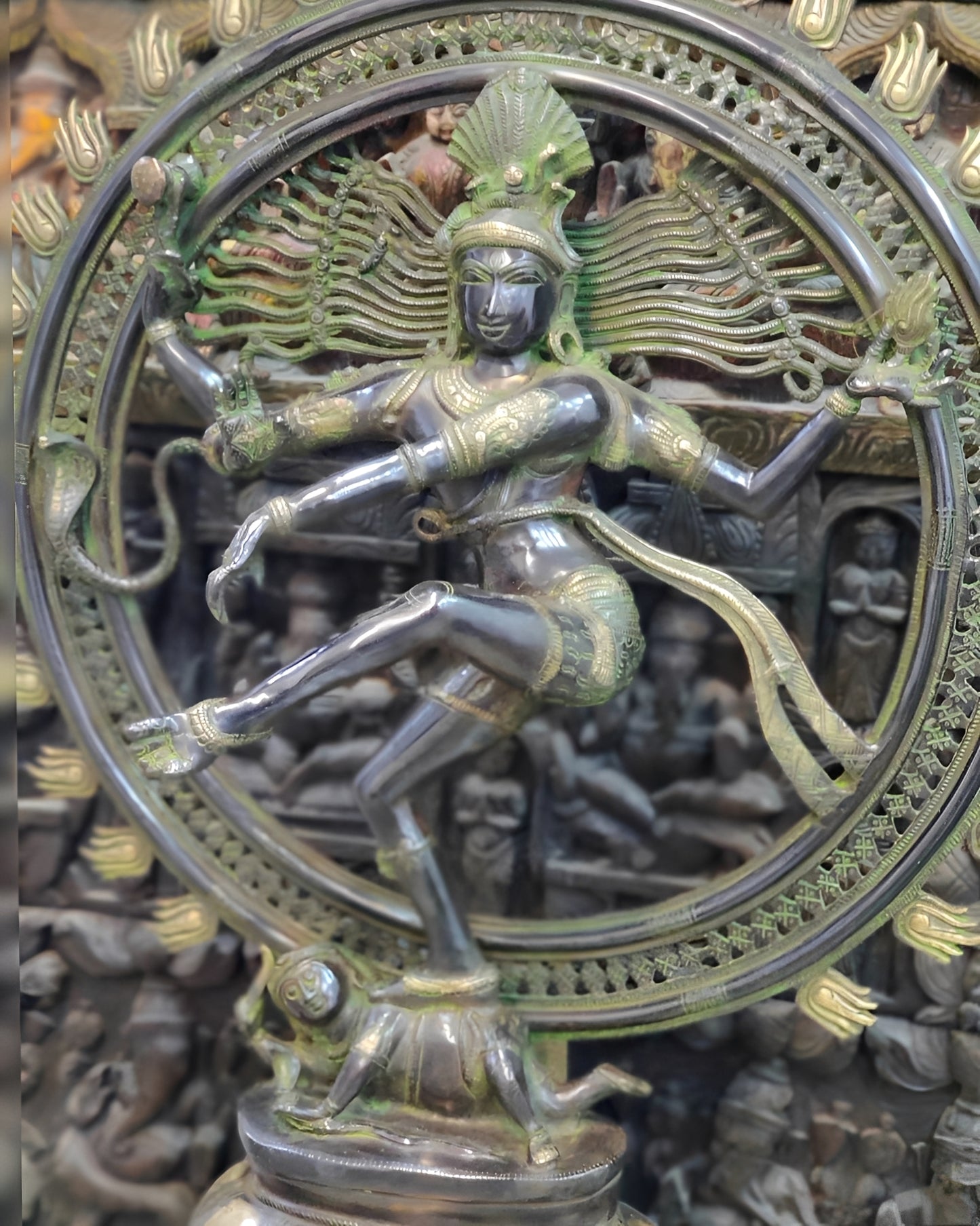 Brassaura™ Large Handcrafted Superfine Brass Nataraja Statue | Height 42 Inches & Weight 38 Kgs