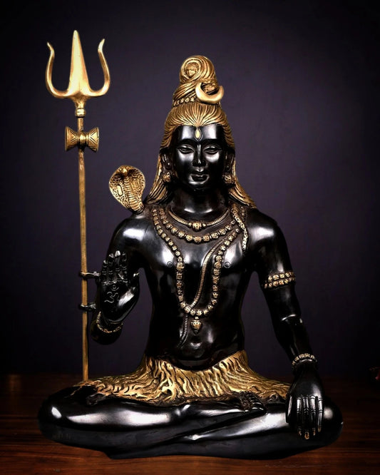 Brassaura™ Brass Shiva Idol – Height 20 Inches & Weight 12 Kgs | Spiritual Home Décor