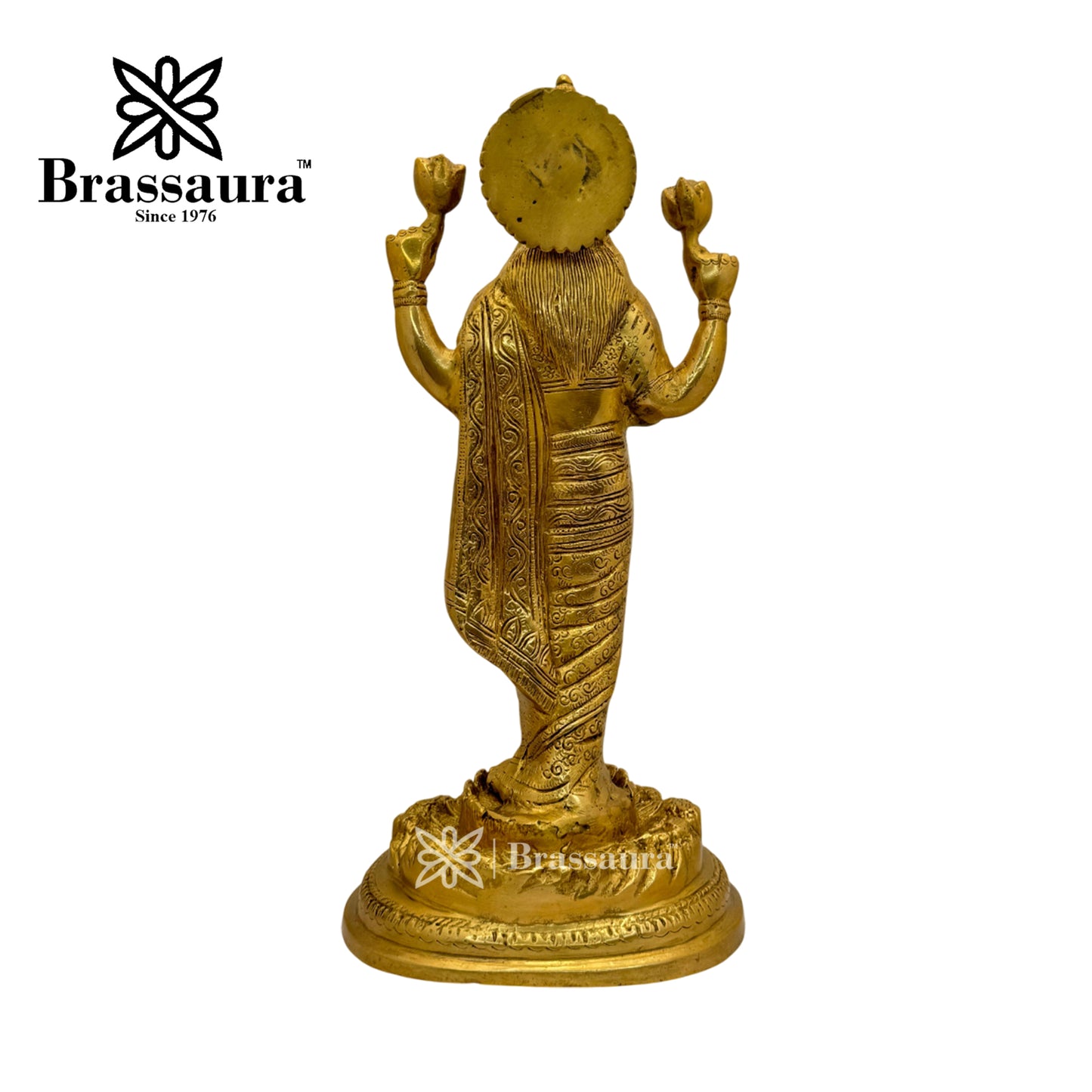 Brassaura™ Artistic Brass Laxmi Idol – Height 18 Inches & Weight 7 Kgs | Home & Puja Décor
