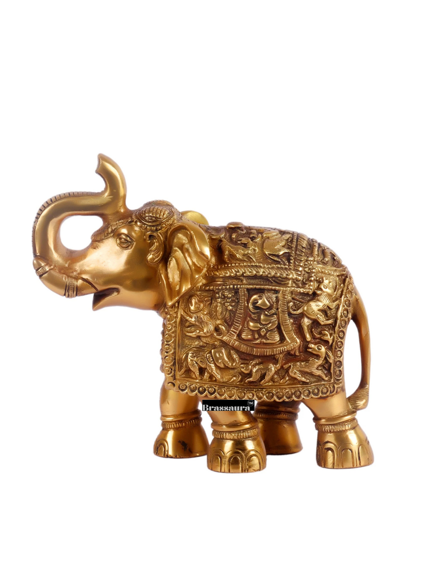Brassaura™ Brass Elephant Statue – Height 7.5 Inches & Weight 3.5 Kgs