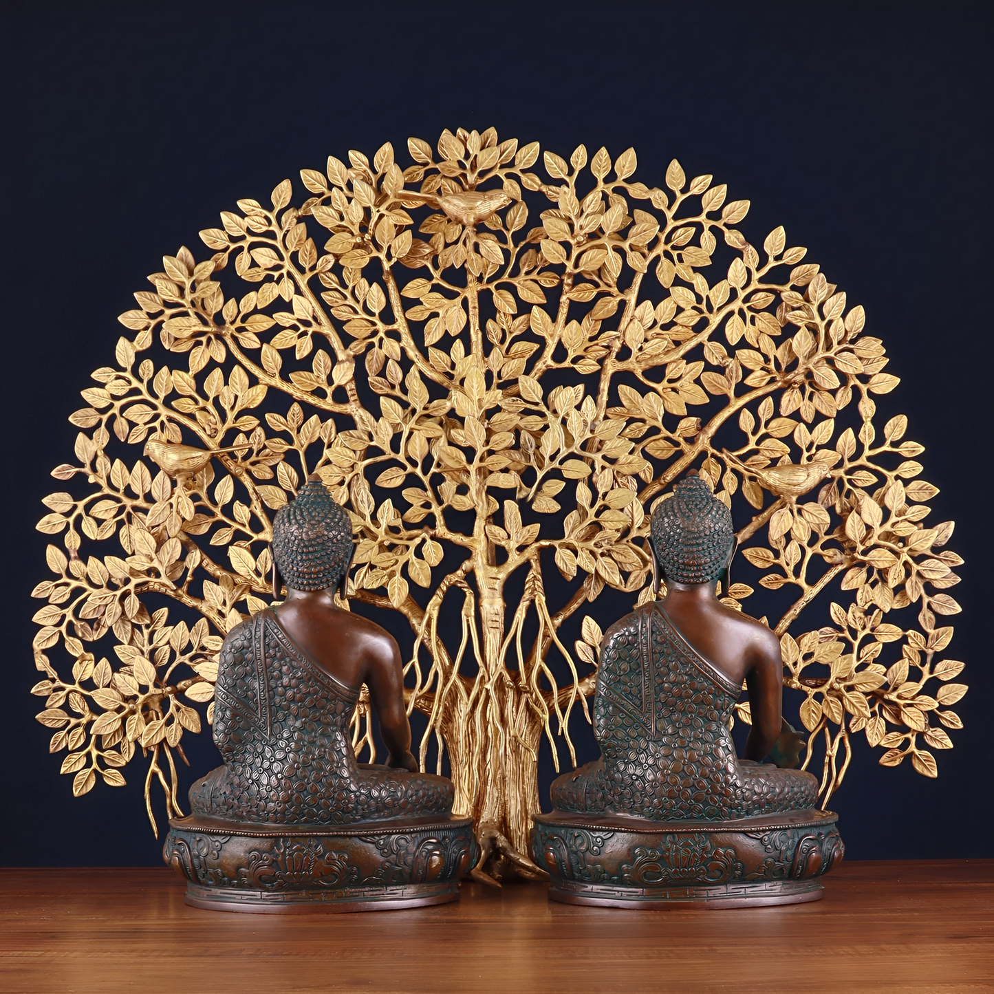 Brass Bhumisprasa Buddha Statue Weight 6.8 kg Kalpavriksha Tree Weight 18 kg