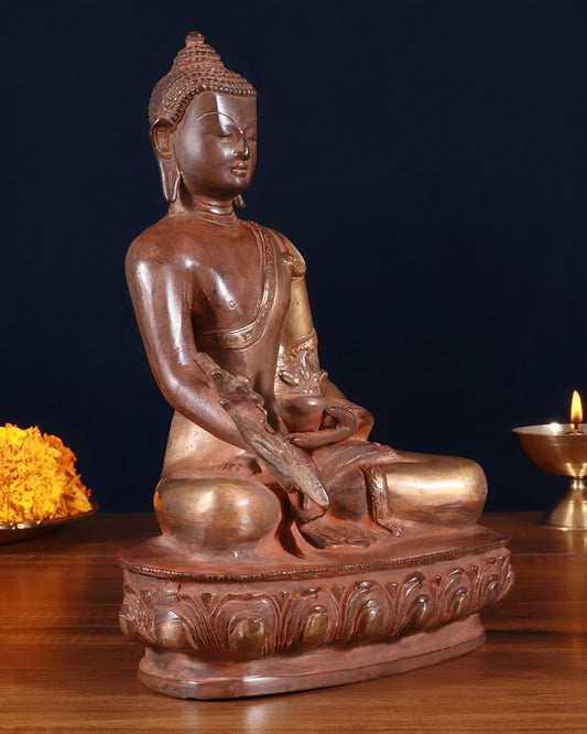 Brass Bhumisprasa Vintage Buddha Statue Weight 2.730 kg & Height 9.5 Inch