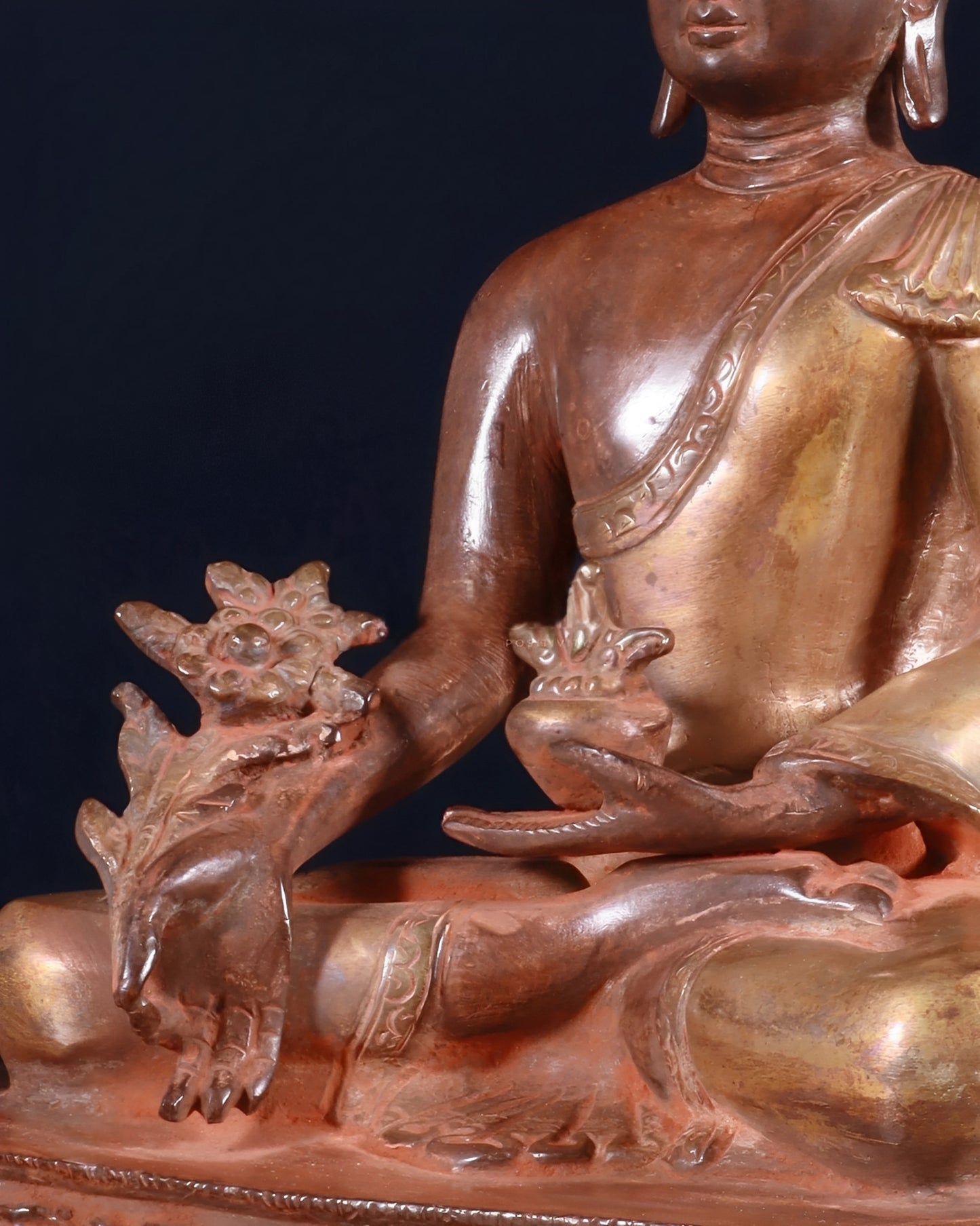 Brass Bhumisprasa Vintage Buddha Statue Weight 2.730 kg & Height 9.5 Inch