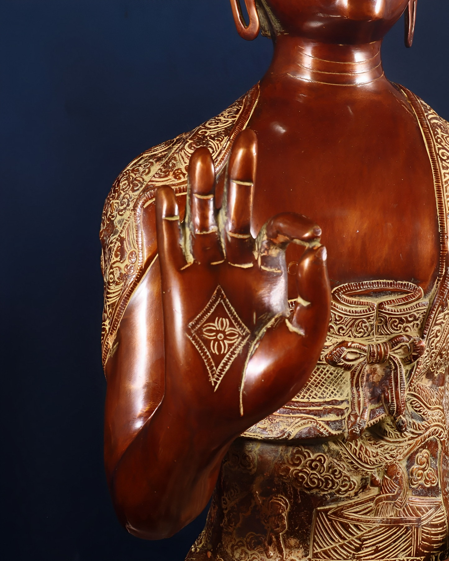 Brass Blessing Buddha Statue Weight 48 kg & Height 33 Inch