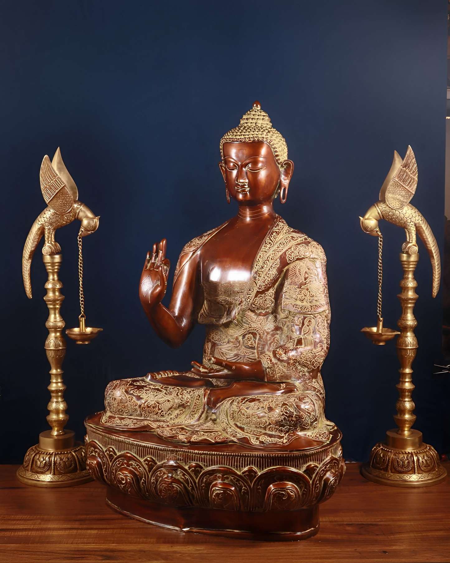 Brass Blessing Buddha Statue Weight 48 kg & Height 33 Inch
