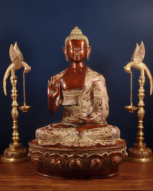 Brass Blessing Buddha Statue Weight 48 kg & Height 33 Inch