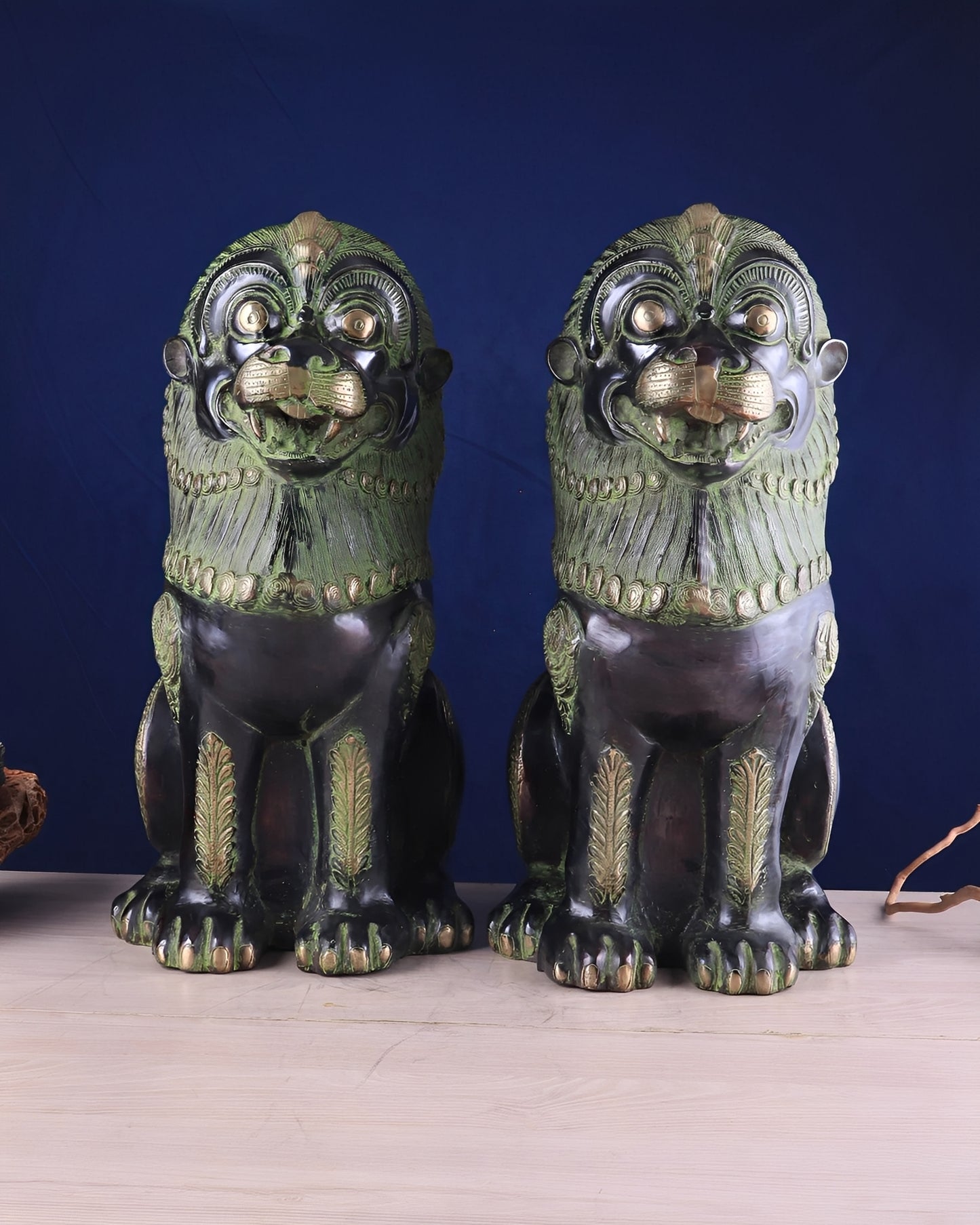 Brassaura™ Traditional Tibetan Artistry Showpieces (Pair) – Height 21 in, Total Weight 42.23 kg