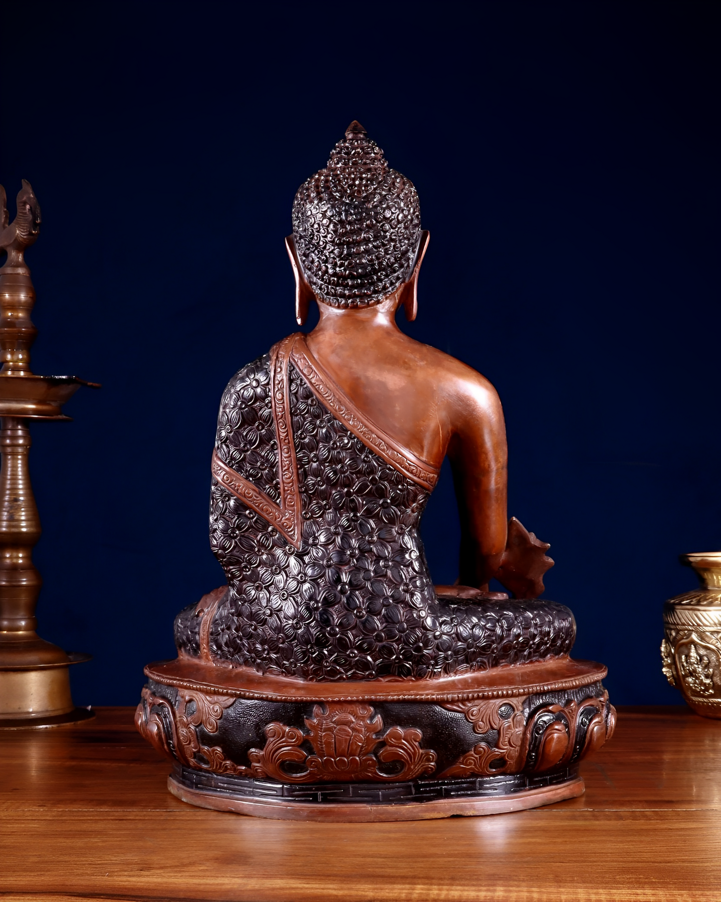 Brass Gem Stone Work Bhumisprasa Buddha Statue Weight 6.8 kg & Height 13.5 Inch