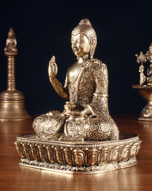 Brass Blessing Buddha Statue Weight 0.189 kg & Height 4 Inch