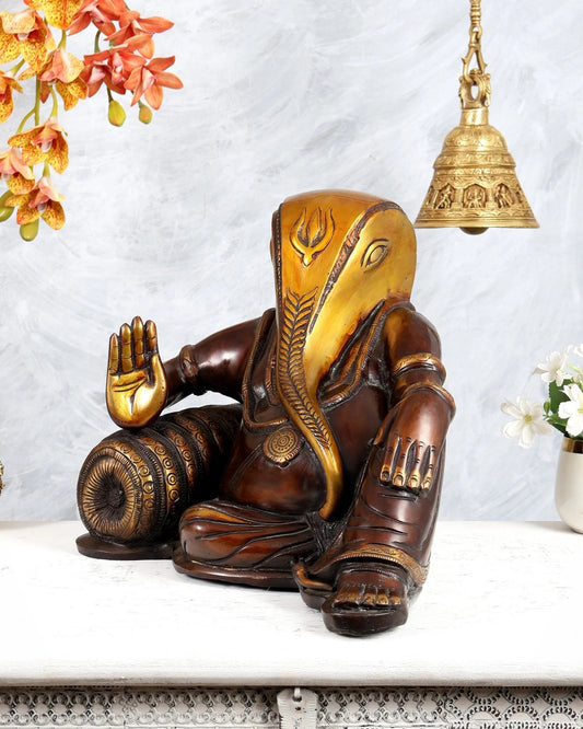 Brassaura® Brass Dual-Tone Ganesha Statue | Height 13 Inches