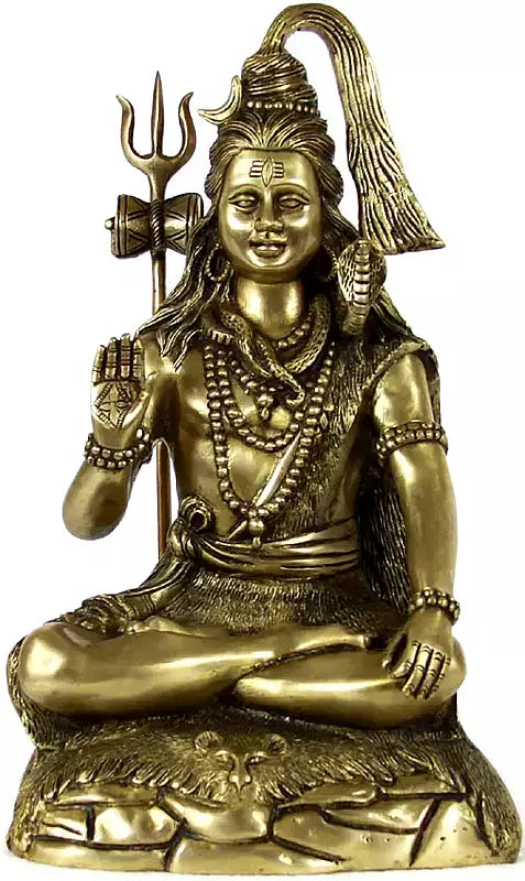 Brassaura® ब्रास शिव प्रतिमा | ऊंचाई 13 इंच और वज़न 6.57 किग्रा