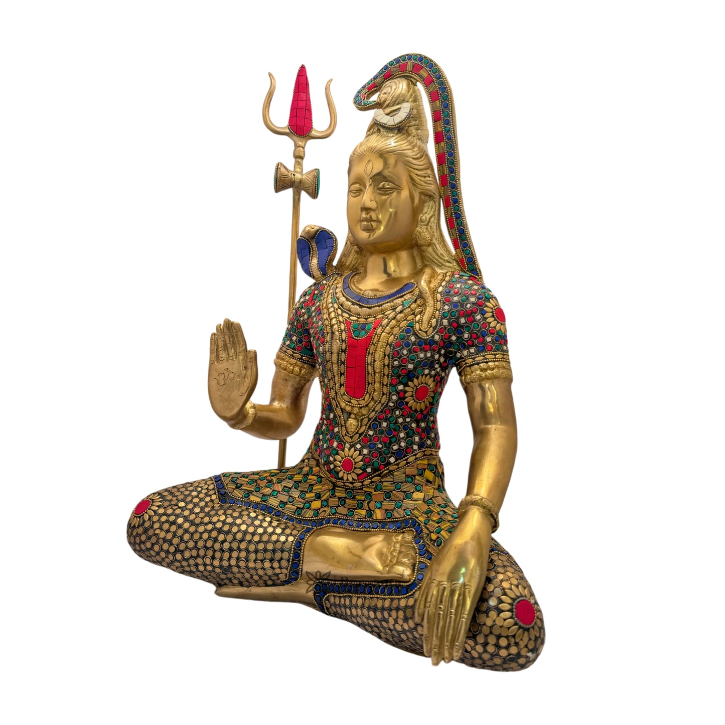 BrassBig Size Gem Stone Work Shiva Murti for Home and Decor Height 50 cm Weight 13.2 Kg
