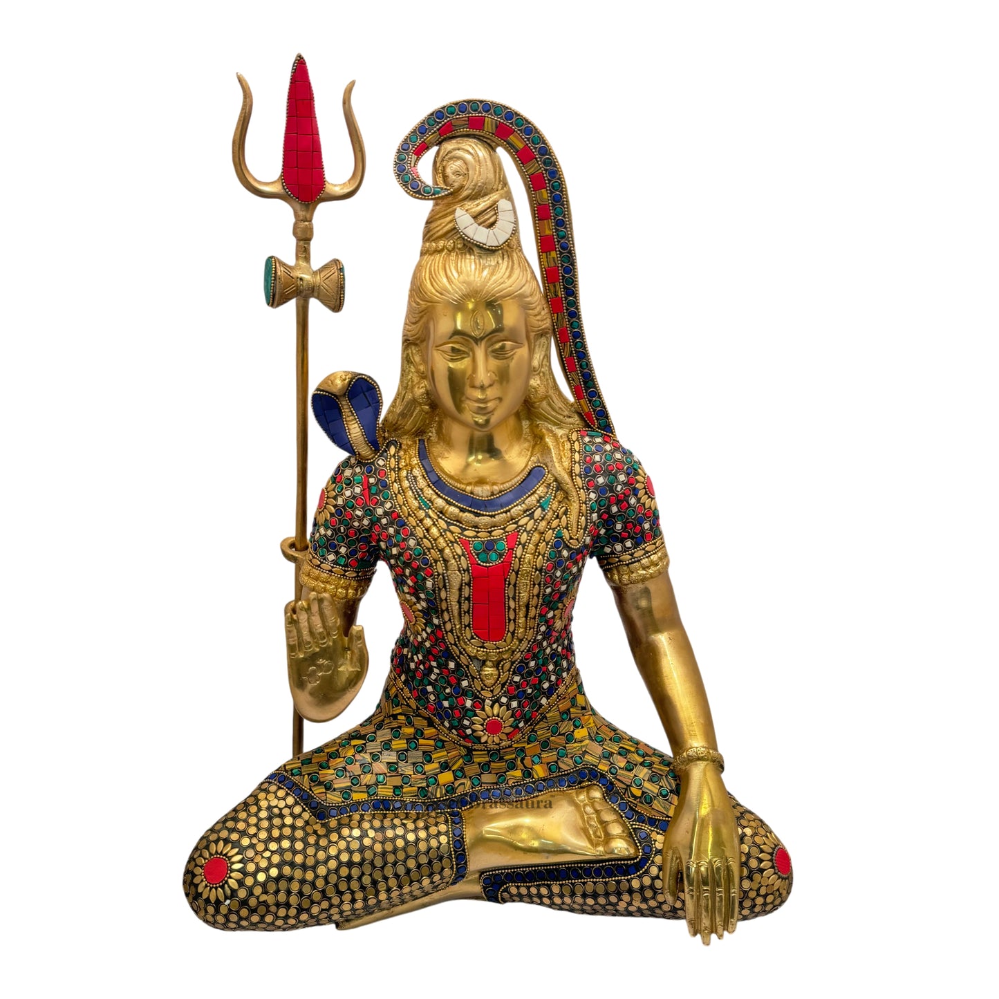 BrassBig Size Gem Stone Work Shiva Murti for Home and Decor Height 50 cm Weight 13.2 Kg