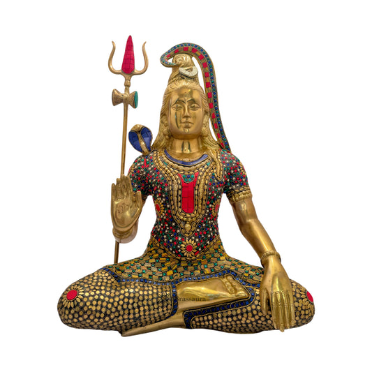 BrassBig Size Gem Stone Work Shiva Murti for Home and Decor Height 50 cm Weight 13.2 Kg
