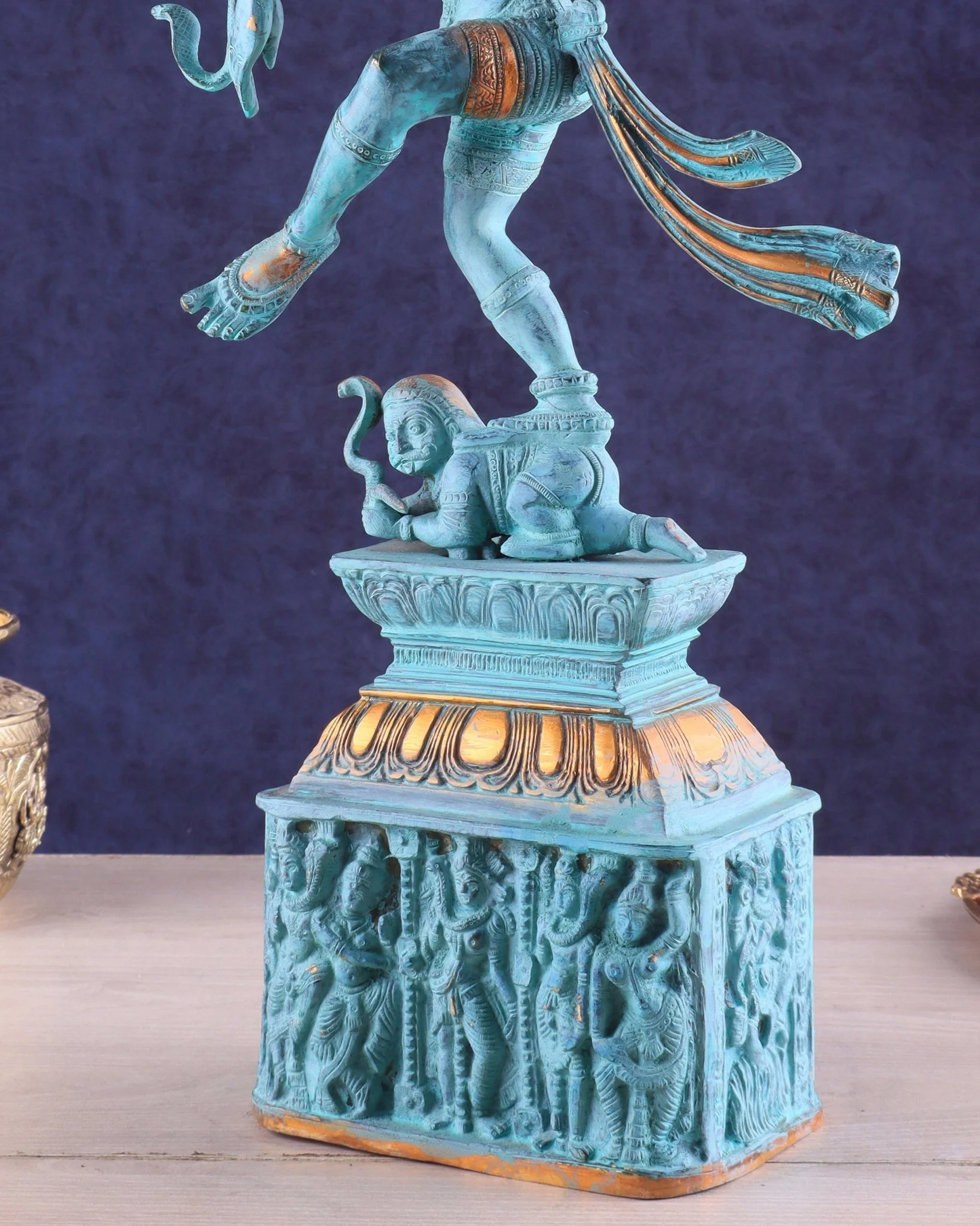 Brassaura™ Vintage Brass Dancing Shiva Nataraja Statue in Patina Finish | Height 21 Inches & Weight 8 Kgs | Home & Temple Décor