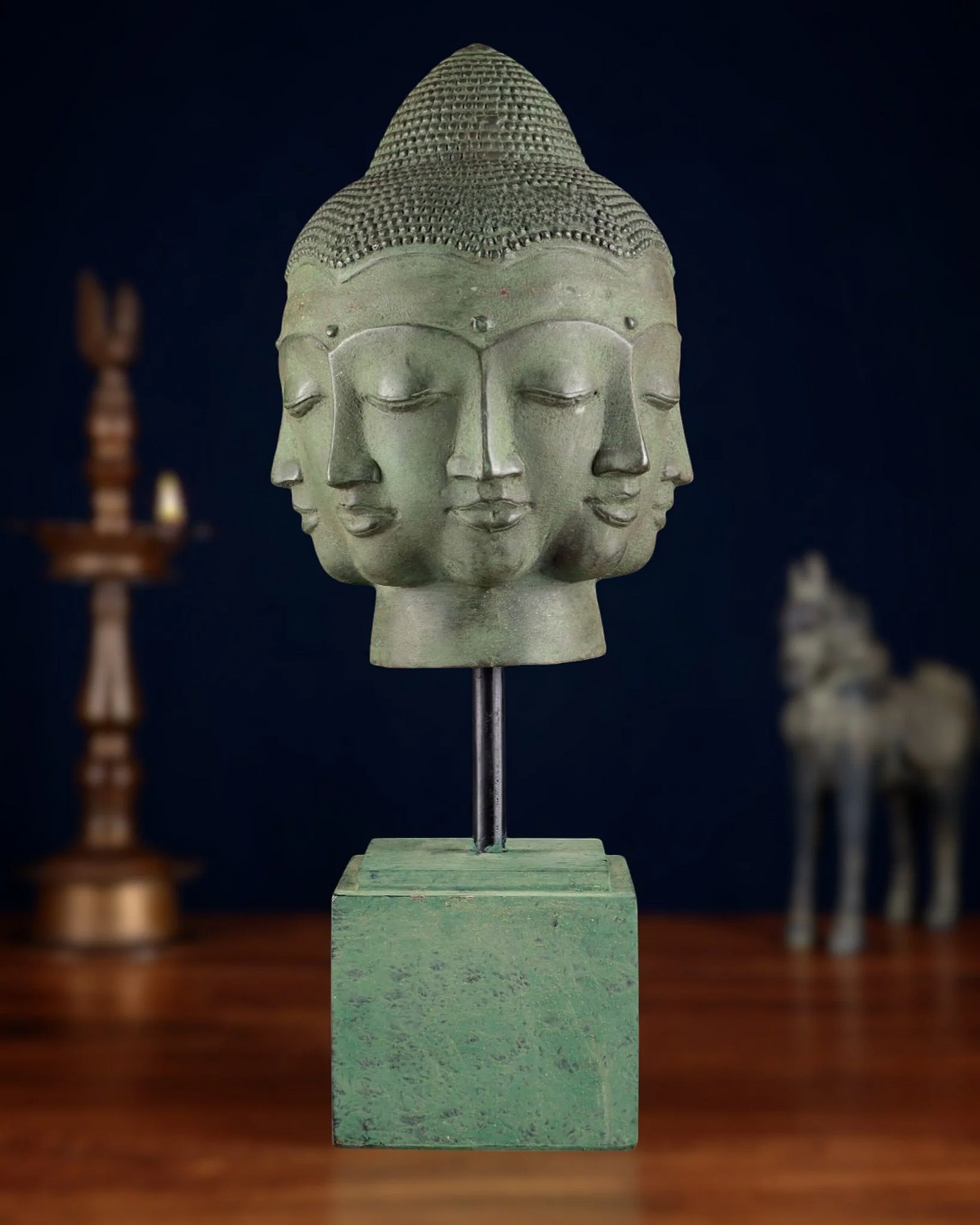 Bronze Standing five Head Bhumisprasa Buddha Statue Weight 1.26 kg & Height 14.5 Inch