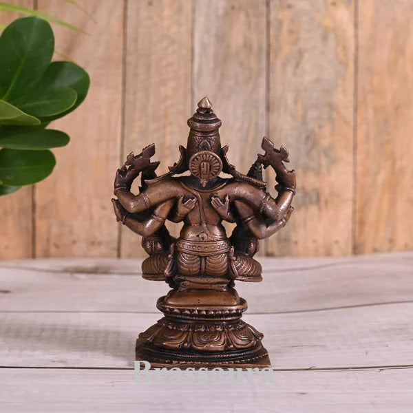 Copper Lord Vishnu Bhoodevi And Sridevi Idol For Home Decor Weight .77 Kg And Height 4.8 Inch