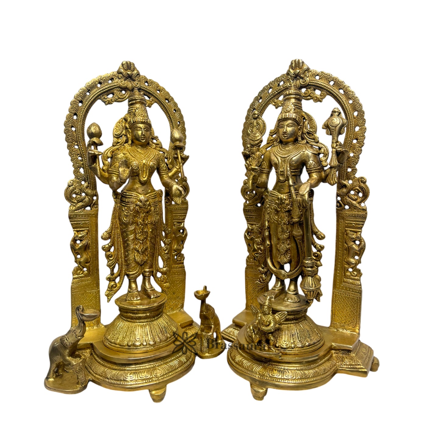 Brass Golden Vishnu Laxmi Statue Home Decor and Gift Items Height 16 cm Weight 12 Kg