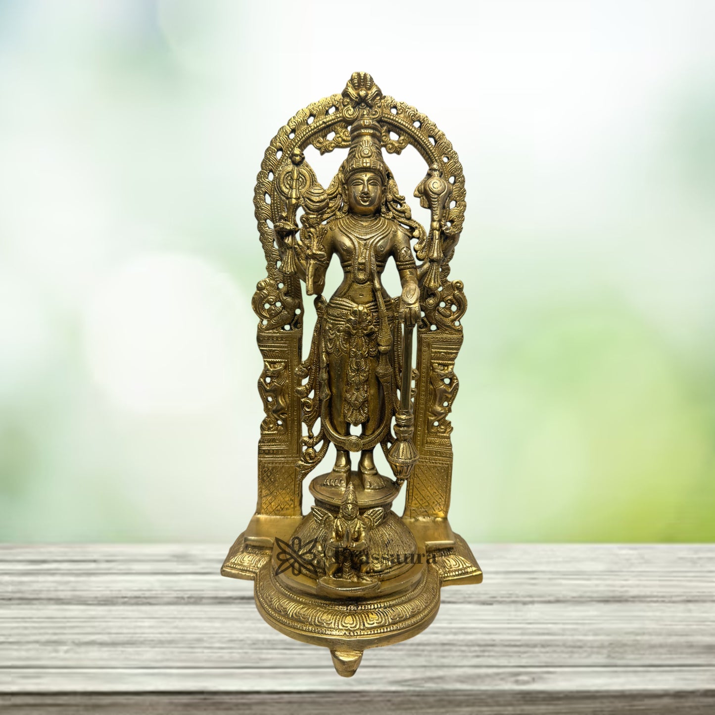 Brass Golden Vishnu Laxmi Statue Home Decor and Gift Items Height 16 cm Weight 12 Kg