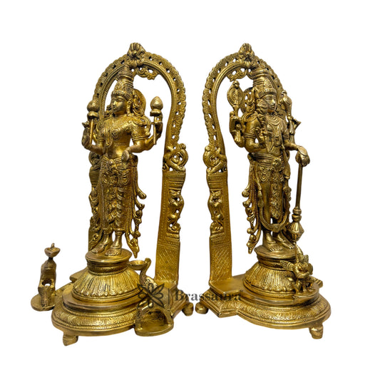Brass Golden Vishnu Laxmi Statue Home Decor and Gift Items Height 16 cm Weight 12 Kg