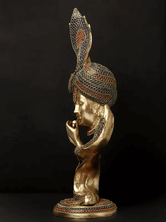 Brassaura™ Lord Krishna Brass Idol | Pure Brass | Height 52 cm & Weight 7.94 Kgs