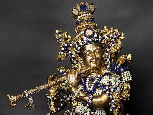 Brassaura® Brass Krishna Nandi Statue | Height 30 Inches & Weight 17.20 kg