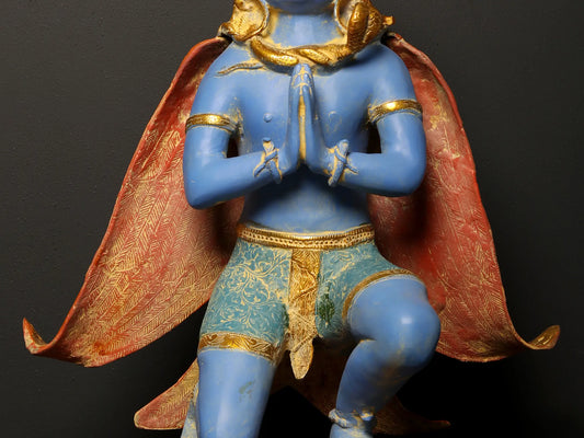 ब्रॉस्योर्रा® गरुड़ पीतल की प्रतिमा हाथ से चित्रित फिनिश के साथ | ऊंचाई 21 इंच और वजन 16.95 किलोग्राम