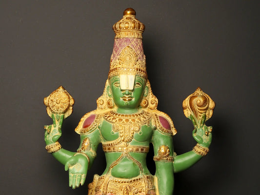 Estátua Lord Venkateshwara Brassaura® | Latão com acabamento em cores tradicionais | Altura 39,5 polegadas e peso 37,85 kg