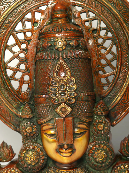 Brassaura® Busto de Latão Venkateswara | 55,88 cm de altura e 12,90 kg de peso