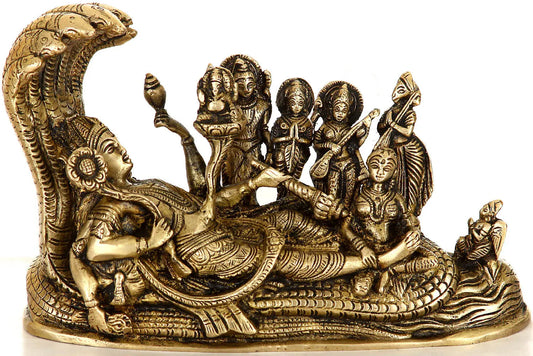 Brassaura® Brass Lakshmi & Vishnu Statue | Height 5 Inches & Weight 1.80 kg
