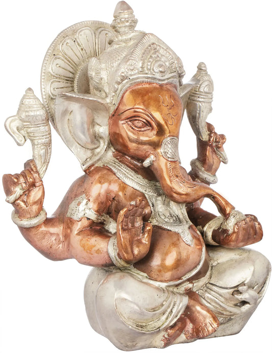 Brassaura™ Lord Ganesha Brass Statue | Height 8.5 Inches & Weight 2.80 kgs