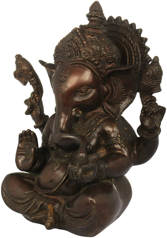 Brassaura™ Lord Ganesha Brass Statue | Height 8.5 Inches & Weight 2.80 kgs